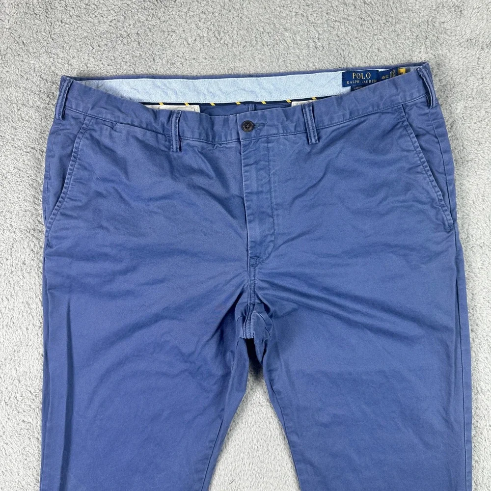 Polo Ralph Lauren Slim Stretch Chino Pants‎ Mens 40x32 (Fits 38x31) Blue Cotton